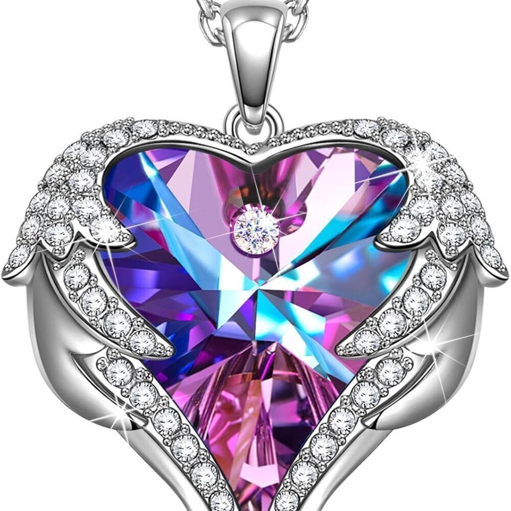Angel Wings Heart Necklace Crystal Jewelry For Women Birthday Gift